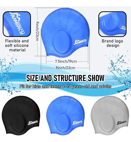 3 Gorros De Baño Para Niños Con Bolsillo 3d En La Oreja…