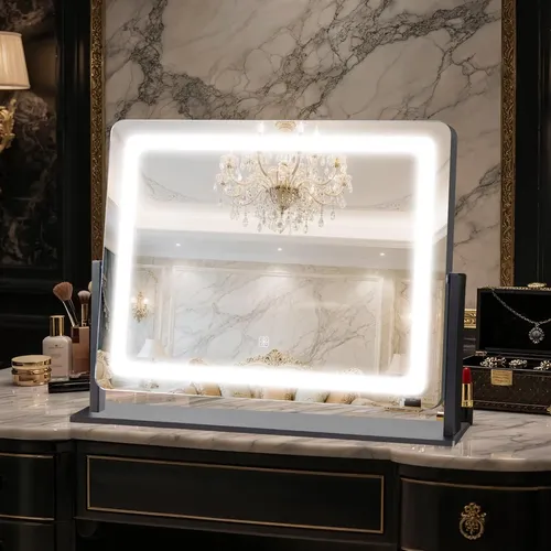 Espejo De Maquillaje Con Luz Led 56x43cm Negro