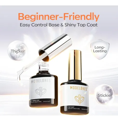 Set Base Y Top Coat Gel Modelones 15 Ml