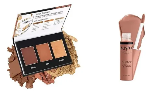 Paleta De Contorno Black Radiance 10.8g Y Brillo Labios Nyx