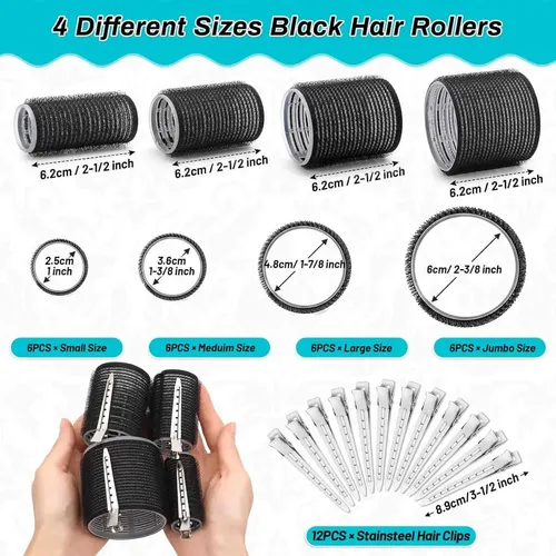 Juego De Rulos Para Cabello Selizo 36 Piezas Negro