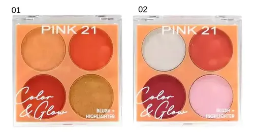 Rubor+iluminador Polvo Pink21 Color&glam Highlighter Blush Tono Del Maquillaje Tono 04
