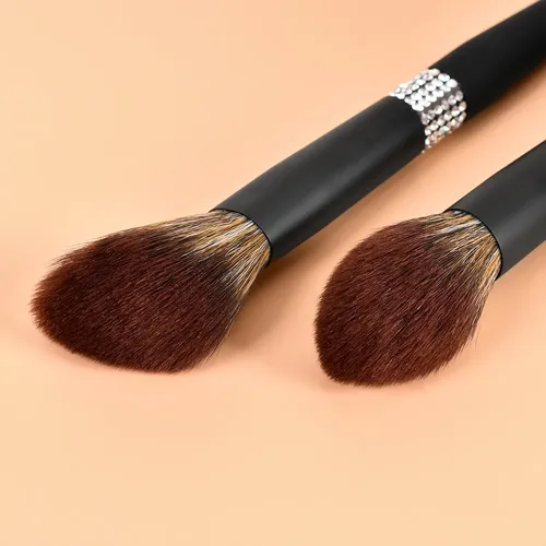 Set 10 Brochas Negro Mate Contorno Polvo Profesional