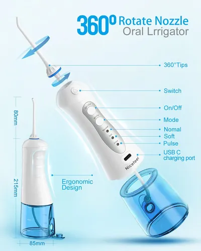 Hilo Dental Inalámbrico Nicefeel Fc159, 300 Ml, Portátil