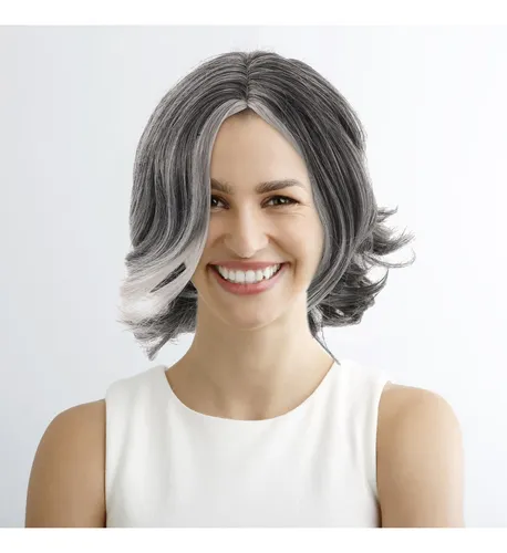 Peluca De Anciana, Disfraz De Anciana Para Mujeres Y Niñas,  Gray With White Highlights