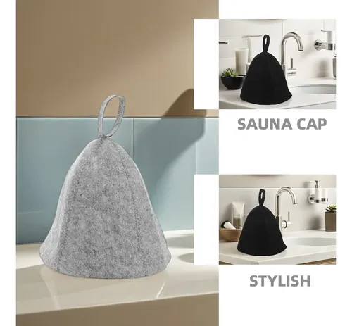 Gorro De Baño Ruso De 3 Piezas: Gorro De Sauna De Fieltro, G
