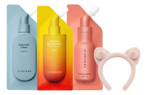Set Skincare Hidehere Serum, Crema, Protector Y Vincha