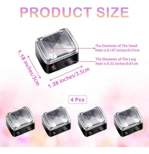 Paquete De 4 Sacapuntas Cosméticos De Doble Orificio Con