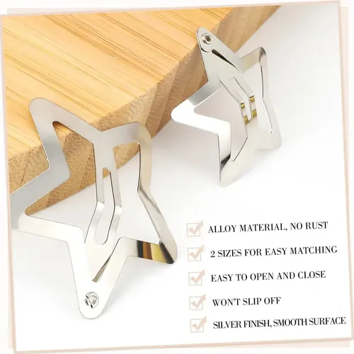 50 Broches Pasador Estrella Para Cabello Pinza Metal Plata
