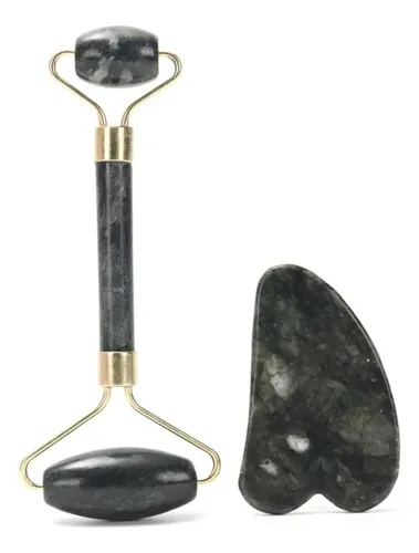Rodillo Masajeador Facial Corporal De Jade Y Piedra Gua Sha
