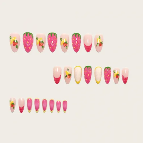 24 Piezas De Uñas A Presión, Pegatinas 3d Para Uñas