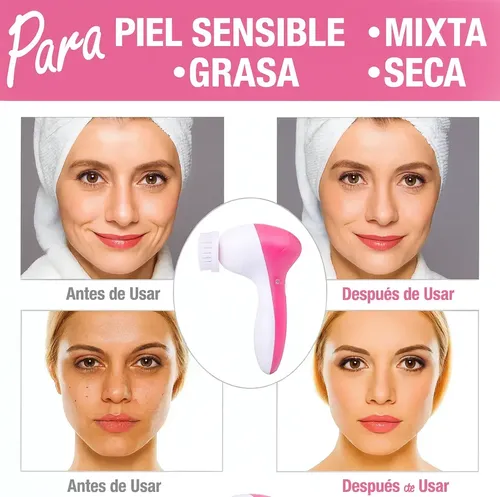Cepillo Facial Limpieza Profunda 5 En1 Masajeador Exfoliante