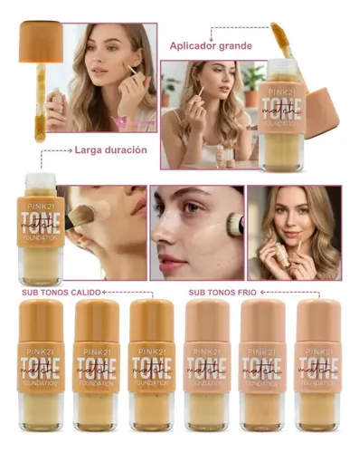 Base Foundation Match Tone Pink21 Subtone Calido O Frio