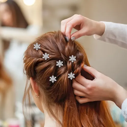 10 Broches Para El Pelo Con Forma De Copo De Nieve, Accesori