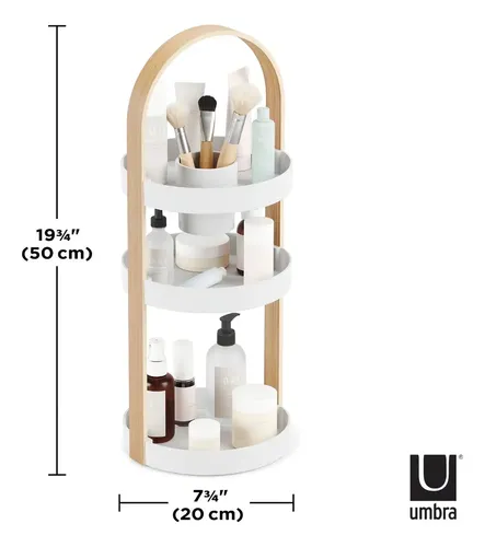 Organizador De Maquillaje Umbra Bellwood 3 Niveles Color Madera