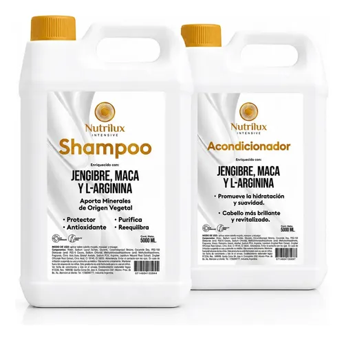 5 Litros Acondicionador Jenjibre + 5 Shampoo Nutritivo