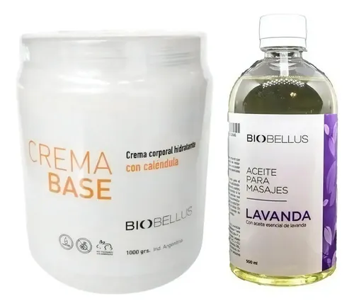Crema Base Masajes 1kg + Aceite Lavanda 500ml – Biobellus Tipo De Envase Pote