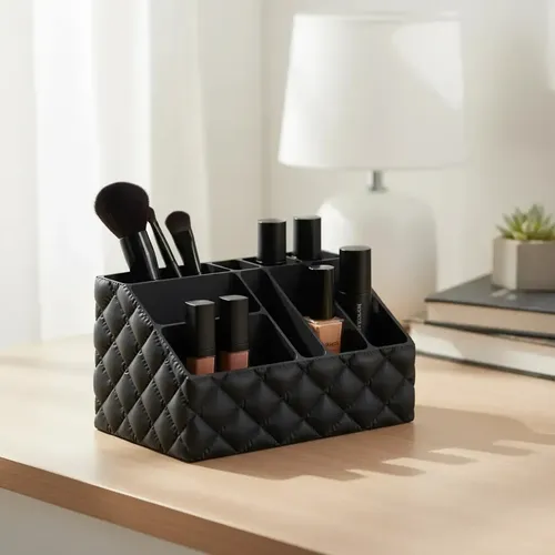 Organizador Inflable Maquillaje Cremas Escritorio Oficina Negro