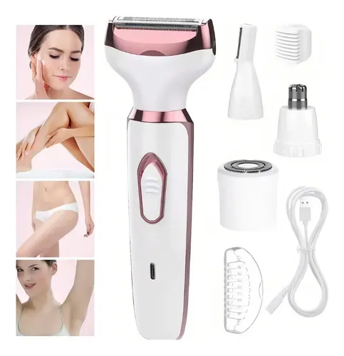 Depiladora Rasuradora 4 En 1 Lady Shaver Facial Corporal Usb Color Blanco