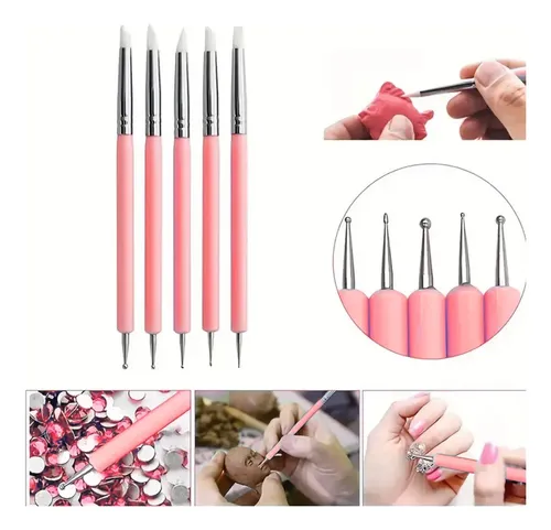 Pincel Decorativo Uñas 3d Silicona Con Punta Y