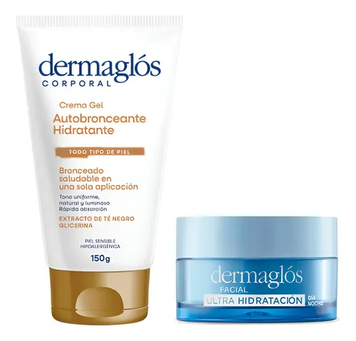 Kit Facial Dermaglós Autobronceante +crema Ultra Hidratacion