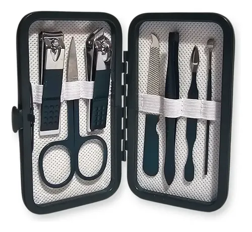Set Manicura Estuche Alicate 7 Piezas Lima Tijera Pedicura