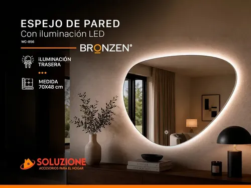 Bronzen LED Trasera Irregular – Fría – Sin marco – Corriente eléctrica Incluye: Con luz)