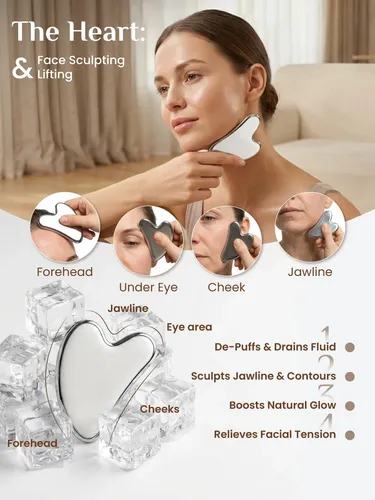Masajeador Rena Chris Set De 3 Piezas Gua Sha De Acero Inoxi