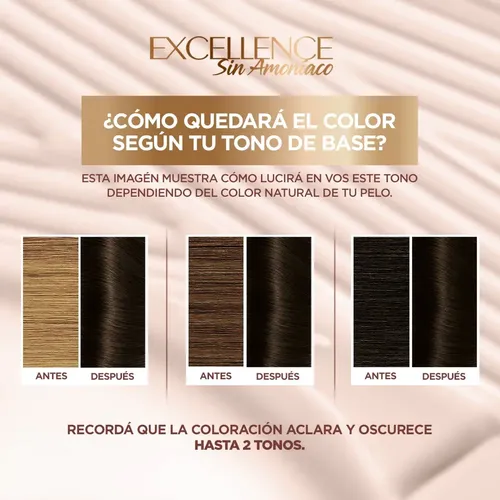Coloración Permanente Excellence Sin Amoníaco Loreal Tono 3u