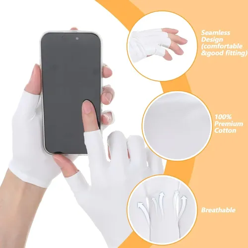 Guantes Blancos Sin Dedos Hidratantes Para Noche 4 Pares