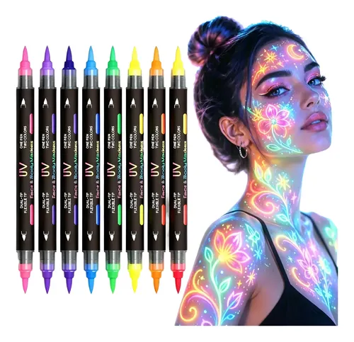Marcadores Maquillaje Fluorescente Uv Neón X8