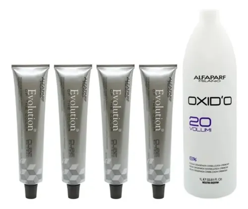 Kit Alfaparf 1 Crema Oxidante 20 Vol X 1 Litro + 4 Tinturas