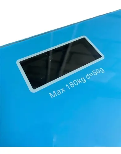 Balanza Digital Celeste Vidrio Templado 180kg Pantalla LCD Automática