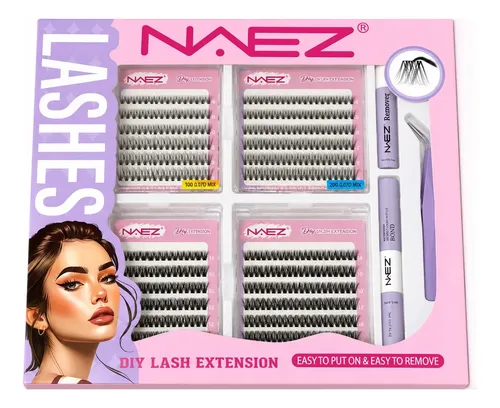 Mega Kit Pestañas Cluster Diy Naez 4 Blísteres Completo