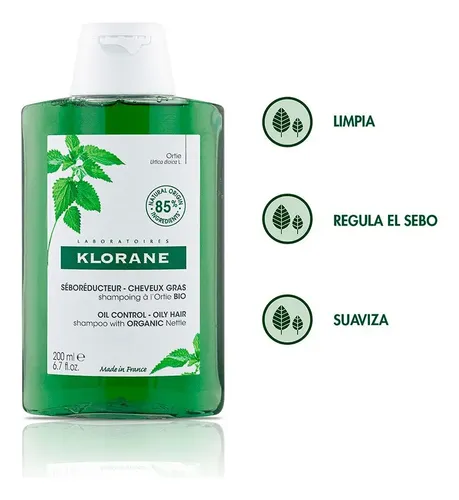 Shampoo Klorane Ortiga Cabello Graso Seborreductor 200 Ml