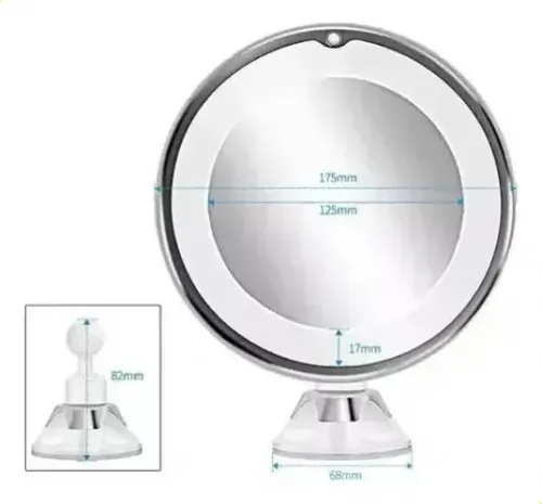 Ventosas De Maquillaje Led Con Espejo, Aumento De 10 X, Usb,