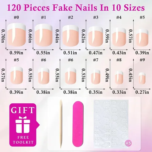 Uñas Postizas French Tips Nude Extra Short Cuadra