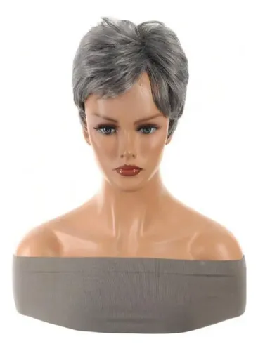Pelucas Cortas De Pelo Gris Gris Para Mujer, Más De 60 Años,