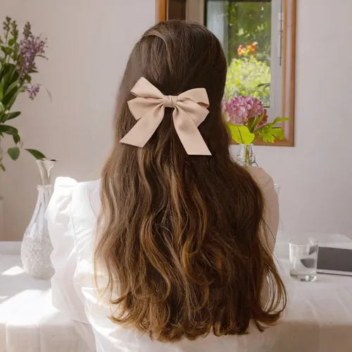 6 Pinzas Lazo Satén Suave Antideslizante Para Cabello