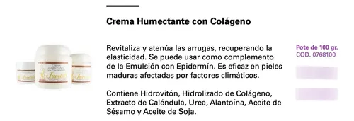 Crema Humectante Con Colágeno 100gr. Juvelets Suavepie Fragancia Agradable