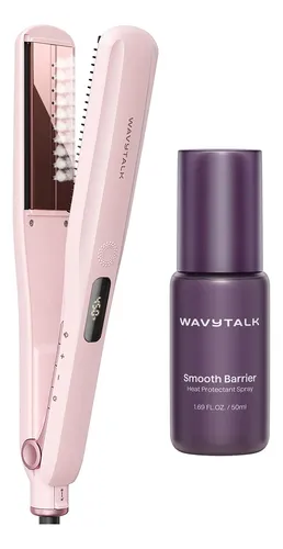 Plancha De Cabello A Vapor Wavytalk Y Protector Térmico Negro