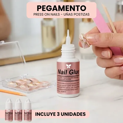 Pegamento Uñas Press On Postizas Autoadhesivas Nails Glue X3