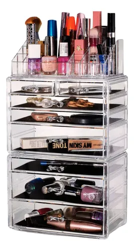 Organizador Maquillaje Acrilico Cajón Caja Porta Cosméticos Castell Deco Calidad Premium Cosmético Joyería Esmaltes Elegante Moderno Beauty
