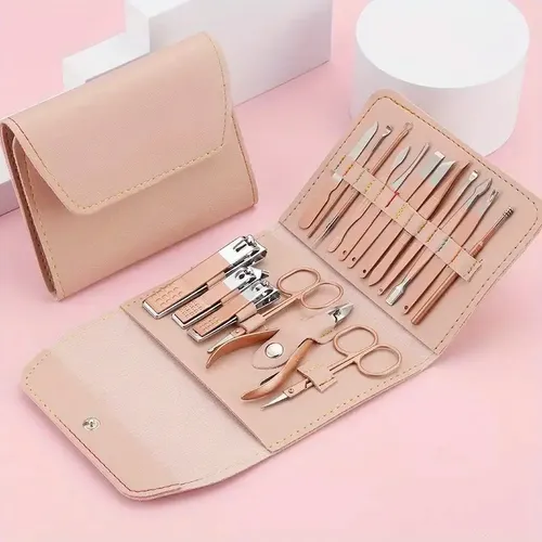 Set Manicura Pedicuria 16piezas Profesional Acero Inoxidable