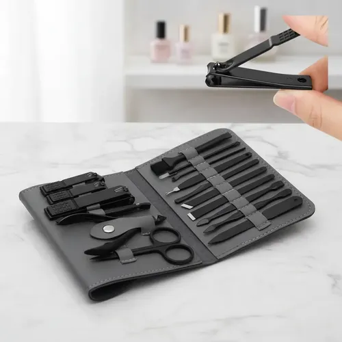 Set X16 Corta Uñas Kit Manicura Pedicura Con Estuche Viaje