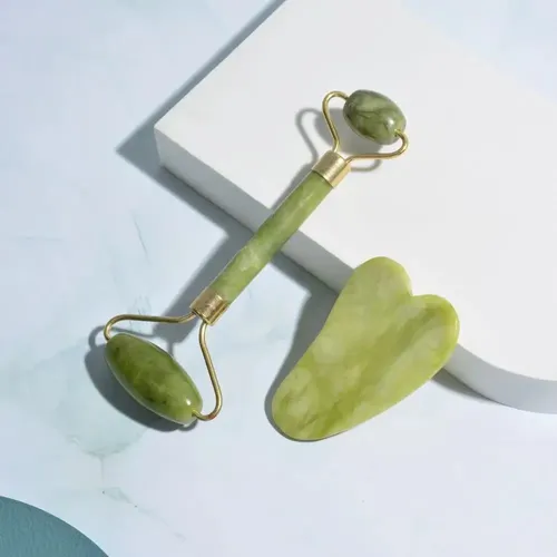 Jade Roller Masajeador Facial Y Piedra Gua Sha Skin Care