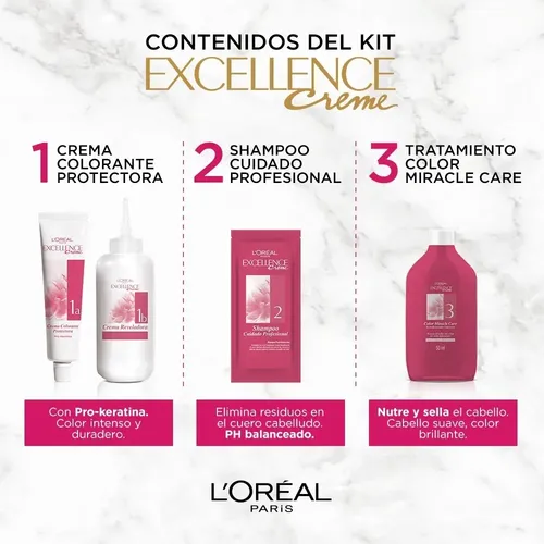 Kit Tintura Permanente L’ Oréal Paris Excellence Creme Tono 4 castaño