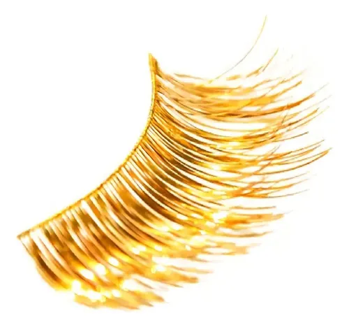 Pestañas Postizas Jessamy Fantasía Color Dorado Reutilizables Con Pegamento