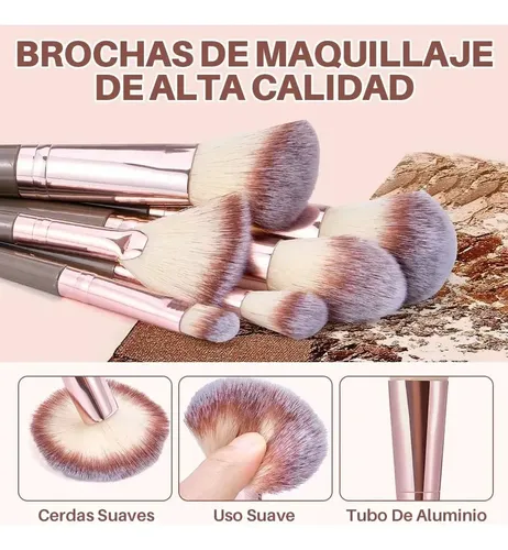 Set Brochas Y Esponjas Maquillaje Profesional 40p Marrón