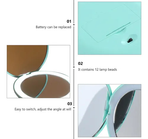 Espejo De Maquillaje Led Portátil Modelo Mini Con Batería